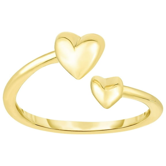14K Yellow Gold Hearts Bypass Toe Ring 9mm