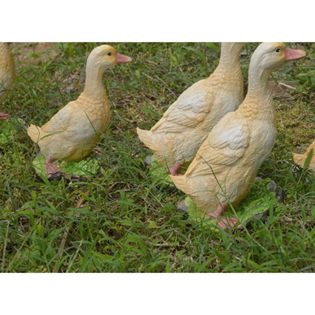 2 Uds Estatua de Pato Decoración de Jardín Resina Amarillo Y Blanco Artesanías Regalos M Macarena Estatua de resina de pato