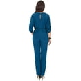thumbnail image 5 of KOH KOH Long Pants Formal Cocktail Evening One Piece Fall Pockets Dressy Jumpsuit Romper Suit Casual Outfit Playsuit Tall 3/4 Short Sleeve For Women Dark Blue Jade Medium US 8-10 NT118, 5 of 6
