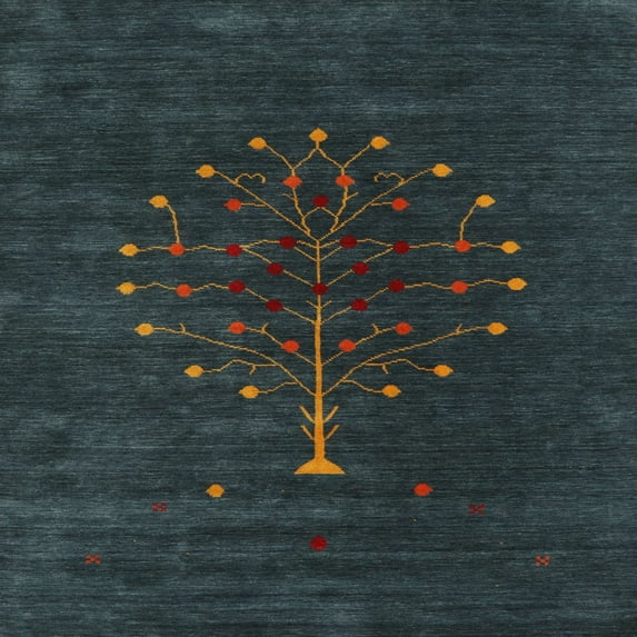 Ahgly Company Indoor Square Contemporary Dark Slate Gray Green Abstract Area Rugs, 5' Square