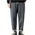 thumbnail image 1 of Pantalones largos para hombre, de color liso, con bolsillo y cordón, informales, juveniles, versátiles, deportivos, de gran tamaño., 1 of 8