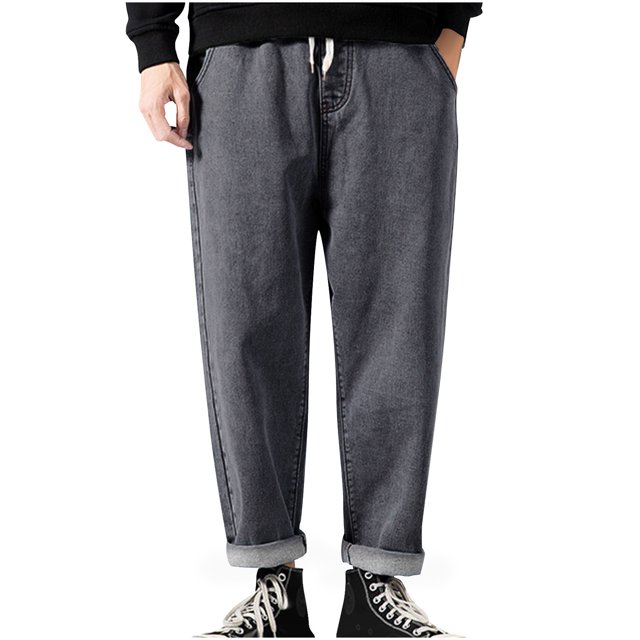 Pantalones largos para hombre, de color liso, con bolsillo y cordón, informales, juveniles, versátiles, deportivos, de gran tamaño.