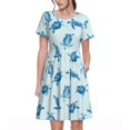 thumbnail image 1 of Bixox Robe d'Été à Manches Courtes pour Femmes Robe Ample Longueur Genou avec Poches-Tortue, 1 of 7