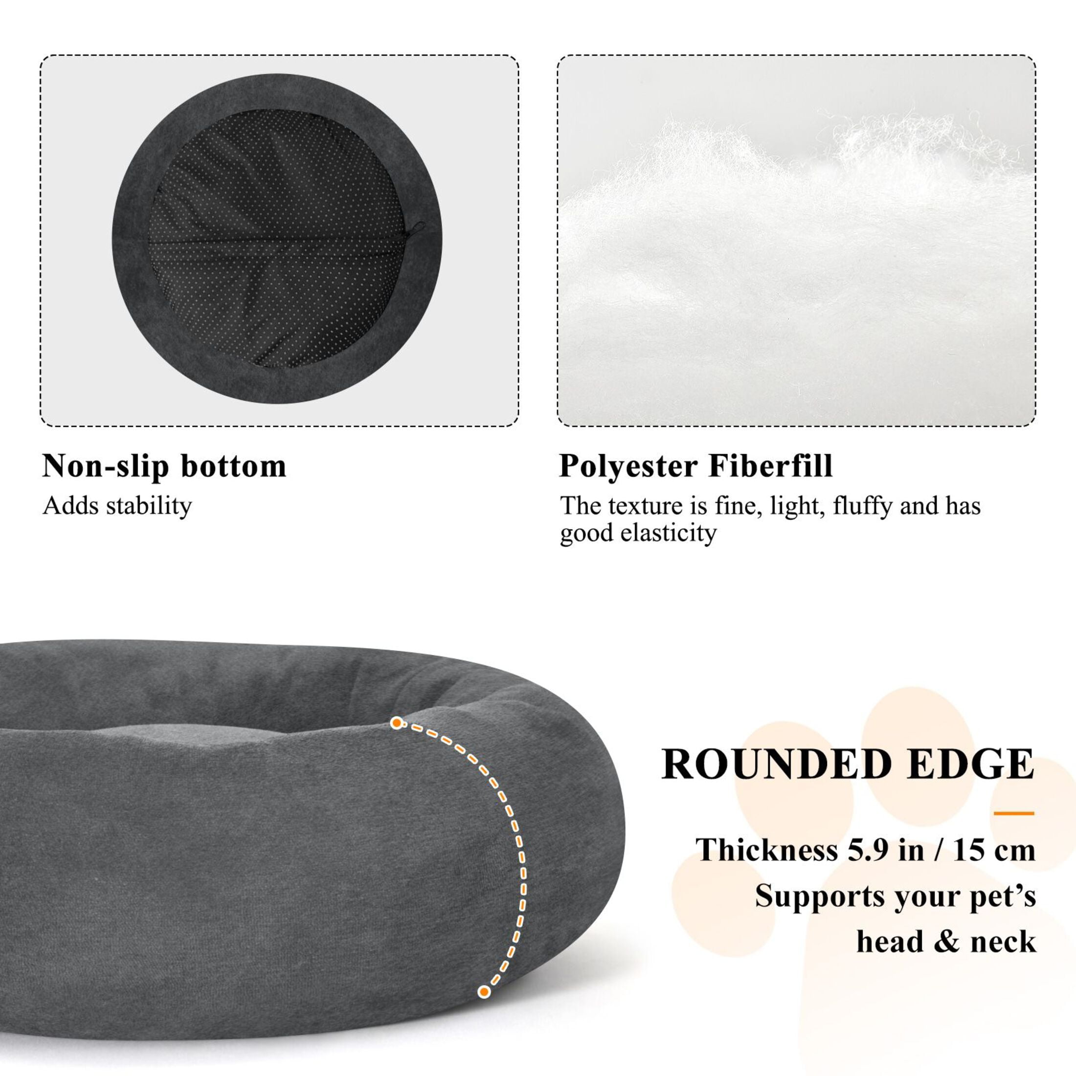 Iauyy Pet Couch Donut Cat Bed for Indoor Cats/Small Dogs Washable & Machine with Non-slip Bottom Calming Cat Furniture, There Are No Highlights (M)