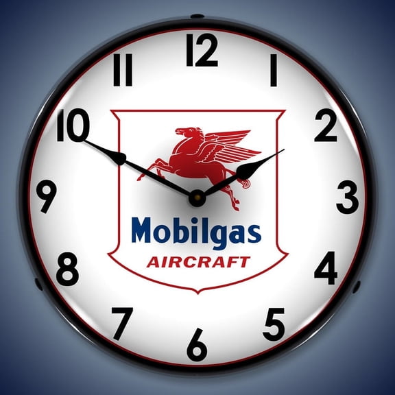 Mobilgas Avaition Wall Clock, Lighted: Airplane Theme