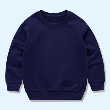 YUSIM Boys Cotton Sweatshirt- Casual Long Sleeve Crewneck Kids Fall Winter Basic Tops Navy Size 2-12 T