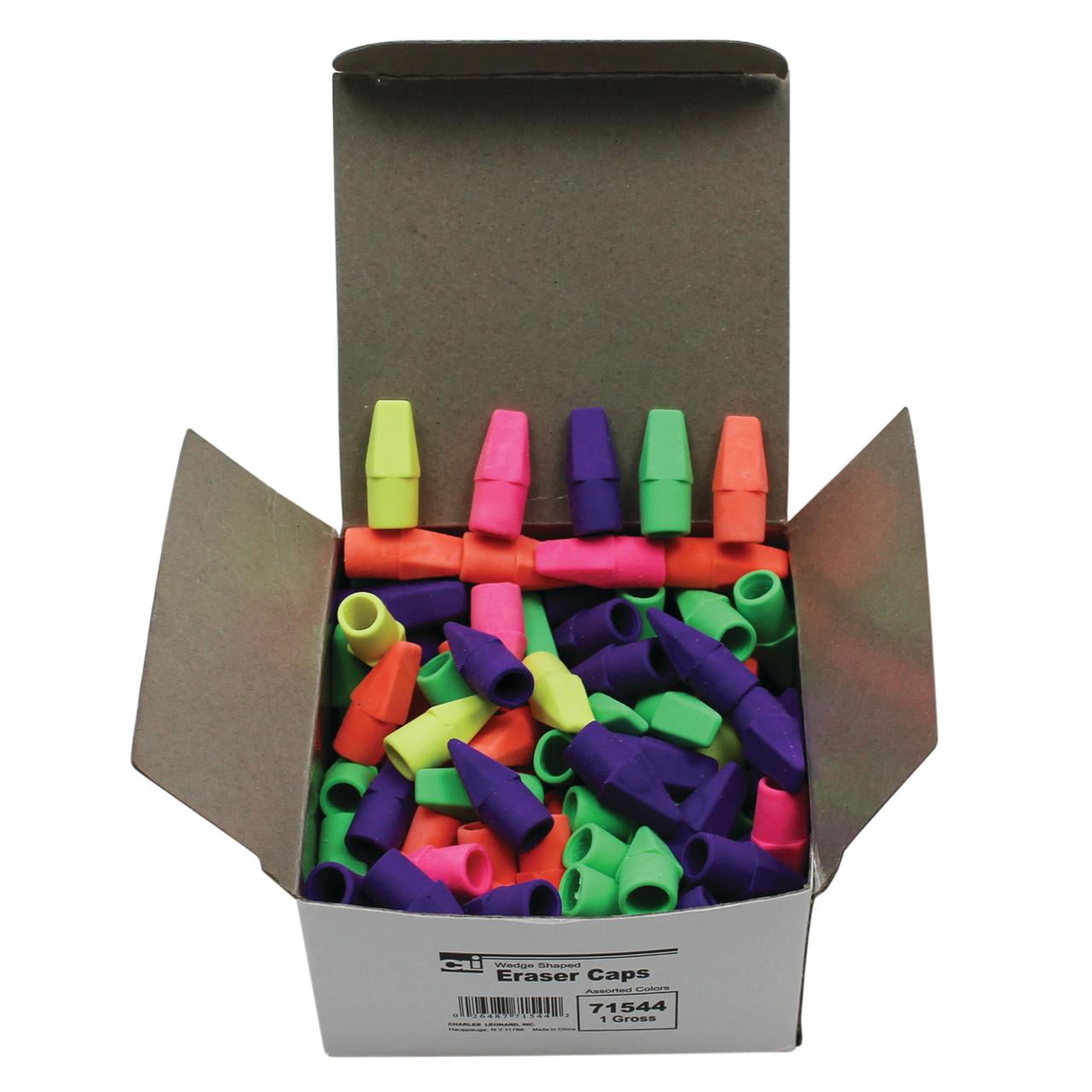 Charles Leonard Pencil Eraser Caps, Latex Free, Assorted Colors, 864 Count