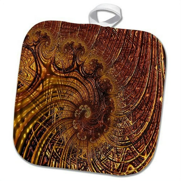 3dRose, Image of Fractal Abstract Of Copper Whirls and Lines, 8x8 Potholder