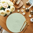 thumbnail image 2 of Sage Green Striped Round 15 Inch Placemats Set of 6, Modern Simple Farmhouse Beige HeatResistant Non Slip Place Mats for Dining Table, Wipeable Braided Kitchen Table Mats for Housewarming, 2 of 9