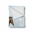 thumbnail image 2 of Animal Soft Flannel Fleece Throw Blanket, Horse Runs Gallop on Flower Meadow Rural Freedom Animal, Cozy Plush for Indoor and Outdoor Use, 70" x 90", Green Brown Baby Blue, by Ambesonne, 2 of 6