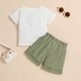 thumbnail image 3 of Toddler Boys 2 Piece Clothes Crew Neck Solid Color Beach Holiday Summer Sets Soft Comfy Baby Boy Outfit,Green,6-12 Months, 3 of 6