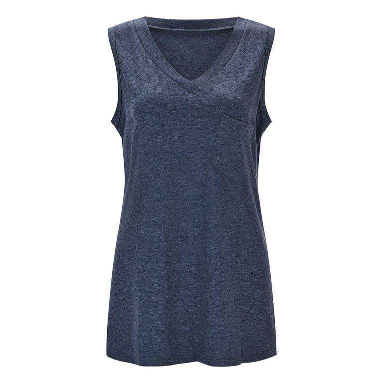 WNEGSTG Women's Cotton Blend V Neck Sleeveless T Shirt Loose WNEGSTG Women's Cotton Blend V Neck Sleeveless T Shirt Loose