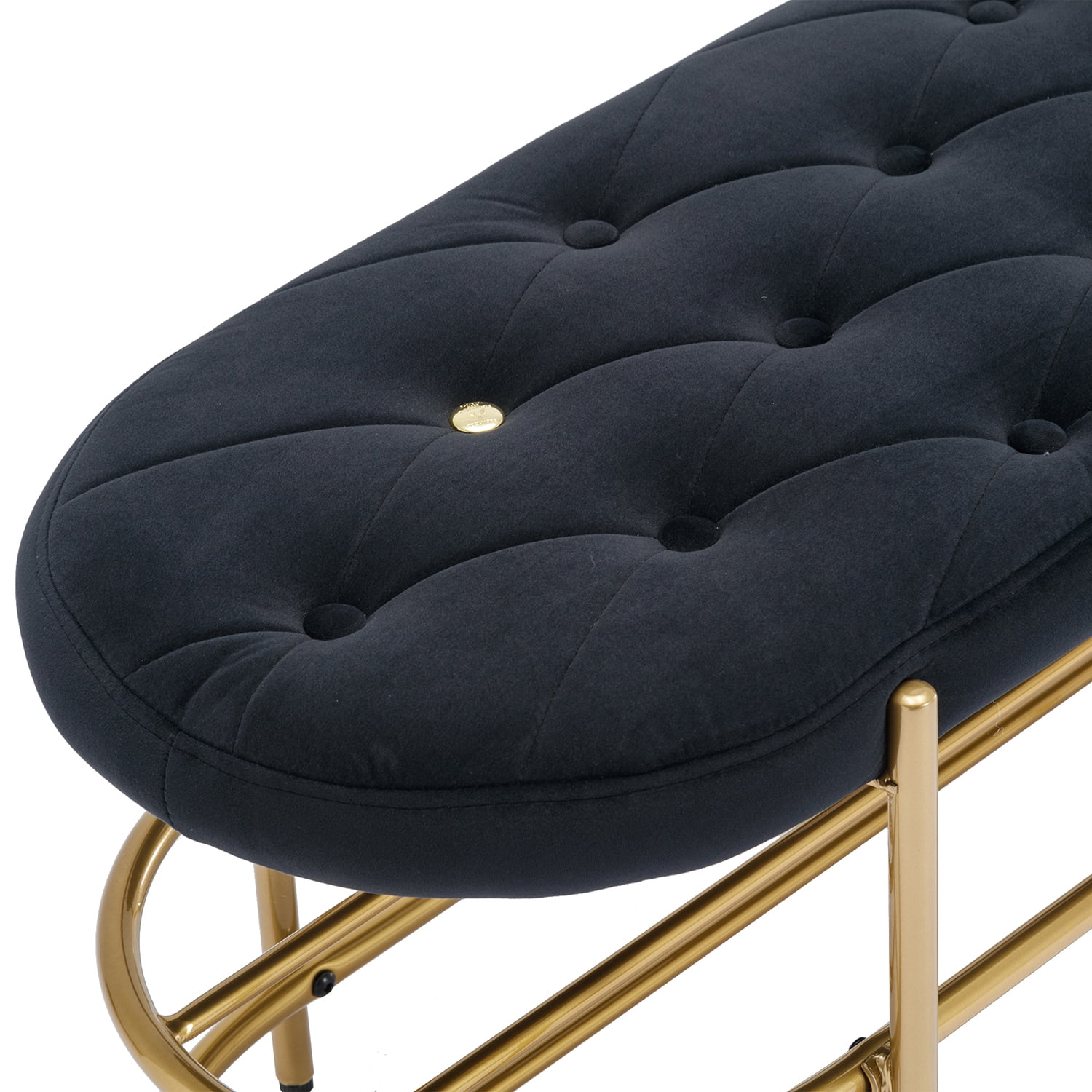 Kadyn Upholstered Velvet Beach, End of Bed Bench with 2 Shelf, Storage Beach for Living Room, Entrance, Black