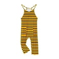 thumbnail image 4 of Odeerbi Teen Girls Summer Jumpsuit Striped Bib Overalls Casual Sleeveless Rompers Long Pants with Pockets 5-14 Years Yellow, 4 of 5