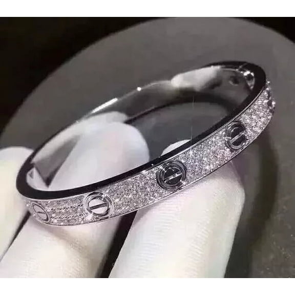 8Ct Round Cut Lab Created Diamond Women's Bangle Bracelet in 14K White Gold Plated 925 Sterling Silver