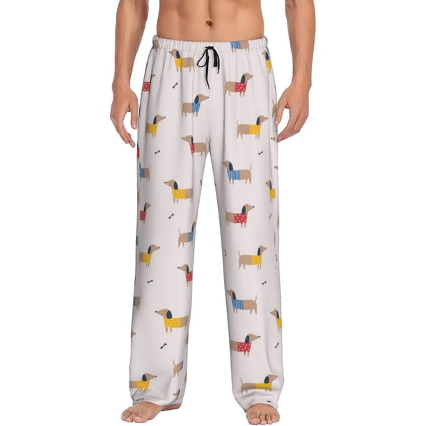 Fotbe Dachshund Dog Puppy Pantalones de Pijama para Hombre, Pantalones de Dormir, Pantalones de Casa con Cintura Ajustable y Bolsillos-Medium