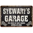 thumbnail image 1 of STEWART'S Garage Black Grunge Sign 8 x 12 Matte Finish Metal 108120005443, 1 of 1