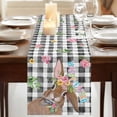 thumbnail image 3 of Table Runners 108 Inches Long Dress Scarves, Bunny Easter Farmhouse Coffee/Dining/Kitchen Table Runner for Living Room, Rabbit Black White Plaid Farmhouse 13x108 Inch, 3 of 9