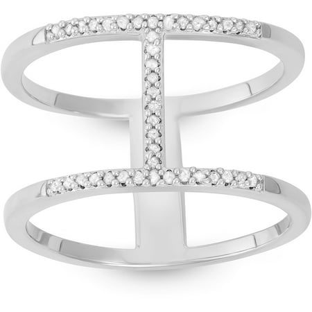 Diamond Accent Sterling Silver H Ring, Size 6
