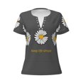thumbnail image 3 of Naloa Keep Life Simple Daisy Flower Print T-Shirts Short Sleeve V Neck Tees for Women Fashion Tops Trendy Lightweight Soft Casual Summer Outfits Clothes, 3 of 5