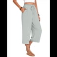 thumbnail image 3 of Pantalones Cortos para Mujer, Informales, con Cordón y Bolsillos, Holgados, de Cintura Alta y Pierna . Gris M, 3 of 6