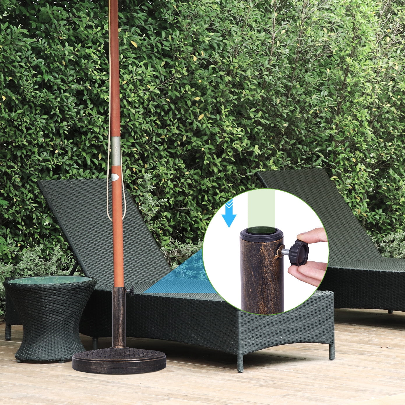Backyard Expressions 26.5 Lb Umbrella Stand, Patio Umbrella Base, 15 in Diameter