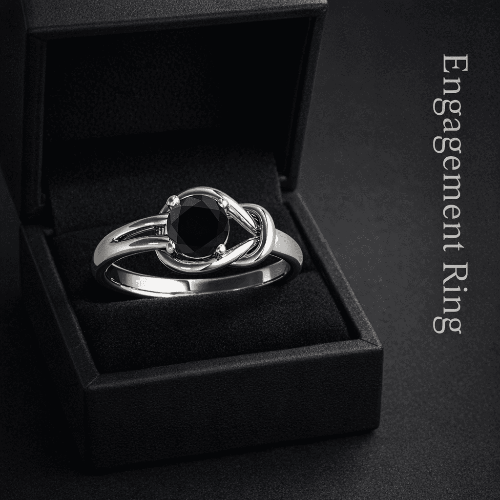MauliJewels 1.00 Carat Natural Black Diamond Engagement Ring for Women | Round Black Diamond Solitaire | 14K White Gold, Rose Gold, Yellow Gold | Statement Bridal Ring