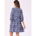 thumbnail image 4 of DARING DIVA Floral Summer 3/4 Sleeve Flare Mini Dress S Blue, 4 of 6