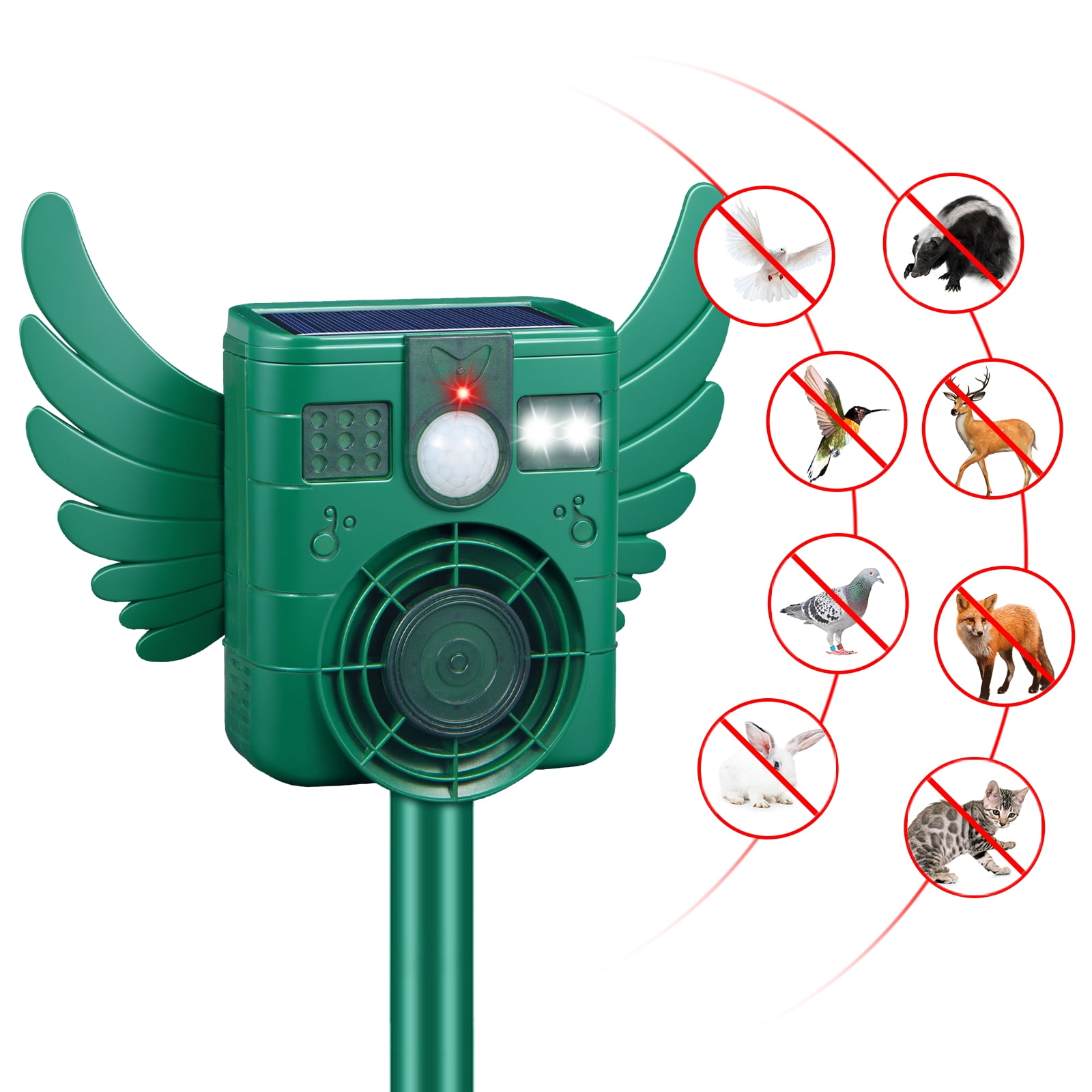 JahyShow Ultrasonic Animal Repeller, with Motion Sensor and LED Flash Light Waterproof IP66 for Deer, Dogs, Rabbits, Raccoons and Coyotes