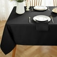 thumbnail image 2 of Faux Linen Rectangle Tablecloth, Spill Proof Anti-Shrink Textured Fabric Table Cloth, Thick Fabric Table Cover for Dining, Party, Banquet, Indoor, Outdoor (60 x 84 Inch Rectangular, Black), 2 of 7