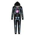 thumbnail image 3 of SDNall Matching Family Hallowen Pajamas Woman Hallowen Fashion Cute Skeleton Print Plush Long Sleeved Jumpsuit Family Parent-Child Wear Mom, 3 of 8