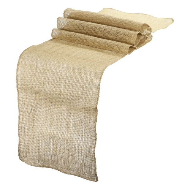 Unique Bargains 2Pack Burlap Table Runners, 12' x 87' Natural Jute Fabric Rolls Dining Placemat
