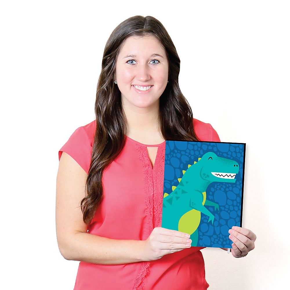 Big Dot of Happiness Roar Dinosaur - Dino Mite T-Rex Nursery Wall Art and Kids Room Decorations - Gift Ideas - 7.5 x 10 inches - Set of 3 Prints