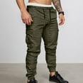 thumbnail image 5 of sususu Sweatpants Men Cotton,Men's Outdoor Casual Drawstring Elastic Waist Woven Work Pants for Sports and Daily Wear,Army Green,L, 5 of 6