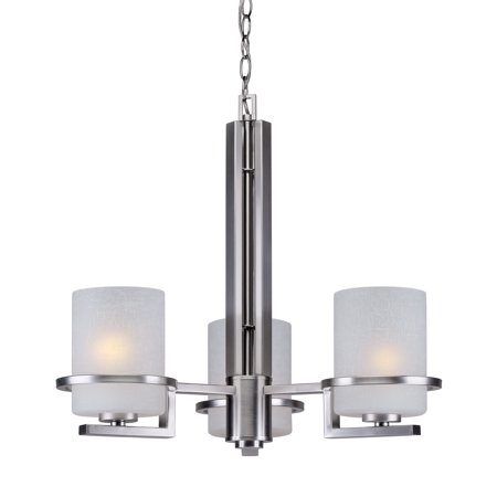 

3-Light Brushed Nickel Chandelier with White Linen Glass