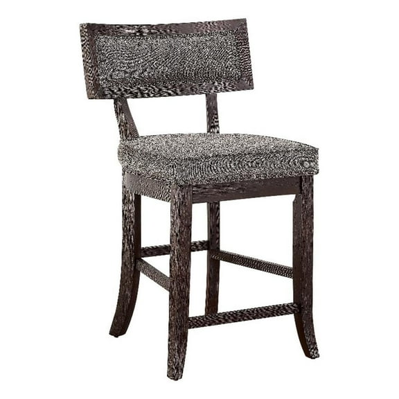 Shan 25 Inch Counter Height Chair- Nailhead Trim- Brown Wood- Set of 2