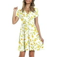 thumbnail image 2 of Summer Casual Dress for Women’s Sexy Wrap V-Neck Mini Dress High Waist Floral Print Mini Boho Short Sleeve Sundress, 2 of 5