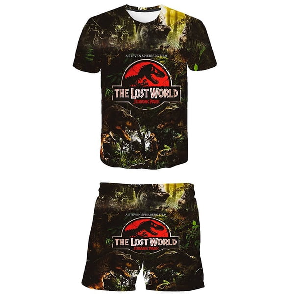 Niñas Verano Niños Jurassic World Dominion Conjuntos de ropa Pantalones cortos Camiseta de manga corta Bebé Niños Ropa Trajes para 1-14Yrs3T Gao Jinjia LED