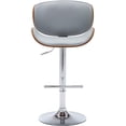 thumbnail image 4 of Pawverly Modern Swivel Bar Stool with Adjustable Height, Faux Leather Counter Height Bar Chair with Bentwood Walnut Seat and Chrome Base for Kitchen Island or Bar, Gray, 4 of 9