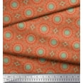 thumbnail image 3 of Soimoi Orange Modal Satin Fabric Mandala Geometric Decor Fabric Printed Yard 42 Inch Wide, 3 of 3