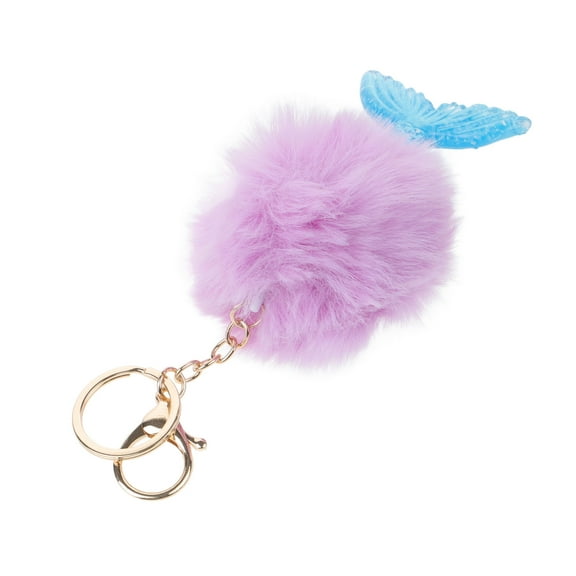 WHAMVOX Beautiful Keychain Creative Mermaid Shape Plush Ball Keyring Keychain Toy Fashionable Gift Hanging Ornament Loop Accessory Mini Backpack Hooks for Girls and Women (Purple)