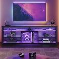 thumbnail image 6 of Bestier LED TV Stand for 75" TVs,Gaming Entertainment Center for PS5,Modern TV Stand for Living Room,Tall TV Stand with Storage Shelves, Black Marble, 6 of 8
