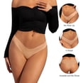 thumbnail image 2 of Women Seamless Bikini Cheeky Underwear Invisible No Show Panties V-Waist Hipster Ladies Soft Stretch Multi Pack, 2 of 6
