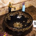 thumbnail image 3 of Chinese Design Sanitary Ware Black Flower Cabinet Basin Ceramic Toilet Hand Basin Wash Basin Bathroom Countertop Mounted, 3 of 6