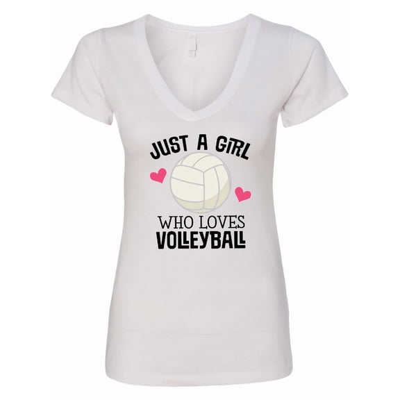 Inktastic Just a Girl Who Loves Volleyball Women's V-Neck T-Shirt
