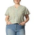 thumbnail image 1 of GRACE & GRANDEUR Women's Plus Size Button Down Flare Short Sleeve Chiffon Blouse Light Green 4X, 1 of 6