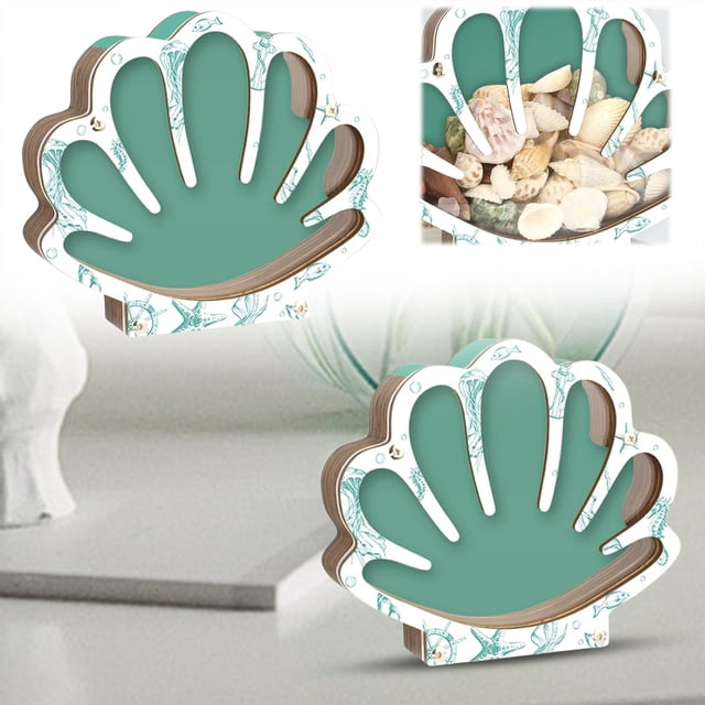 Wooden Seashell Organizer with Natural Conch Design for Desktop and Jewelry Storage—Beach Themed Wood Craft Display Piece for Home