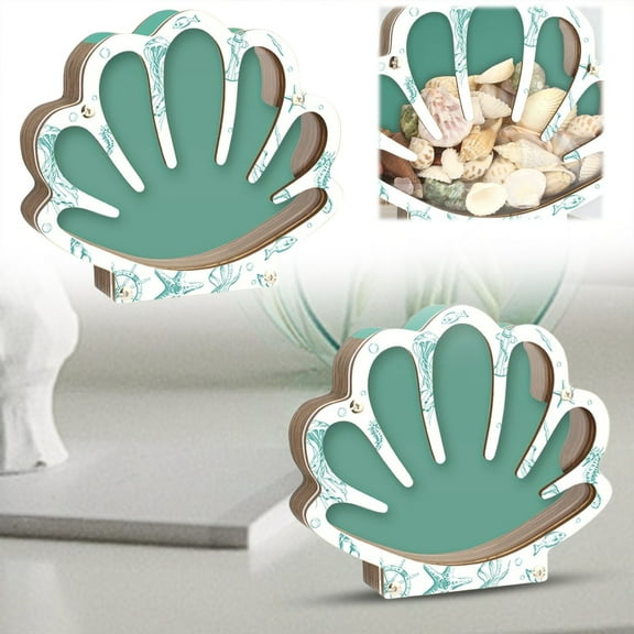 Wooden Seashell Storage Beach Themed Decorative Organizer For Jewelry Trinkets Home Display Natural Conch Design Desktop Ornament