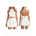 thumbnail image 2 of LMLYSoH Women 2 Piece Skirt Outfits Back Bow Halter Neck Sleeveless Tops and High Rise Mini Puff Skirt for Party Club, 2 of 9