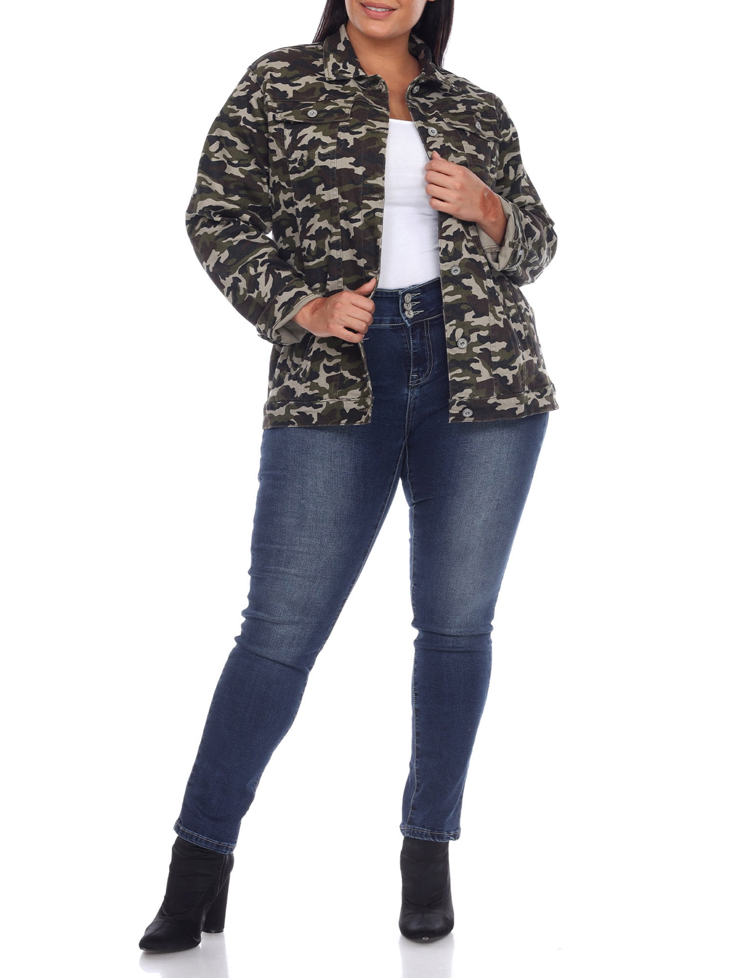 Jou Jou Trendy Plus Size Camo-Print Denim Jacket - Macy's